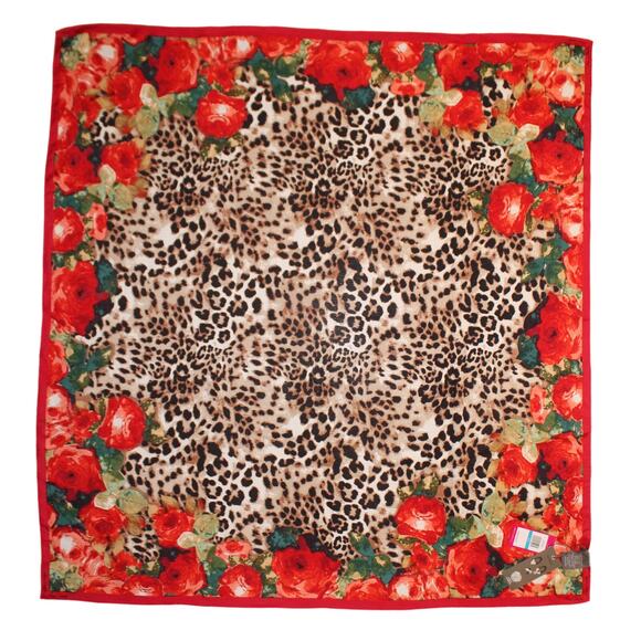 Vince Camuto Rose Leopard 36" Square Scarf Silk Rayon Blend #VC2430 - Picture 1 of 2